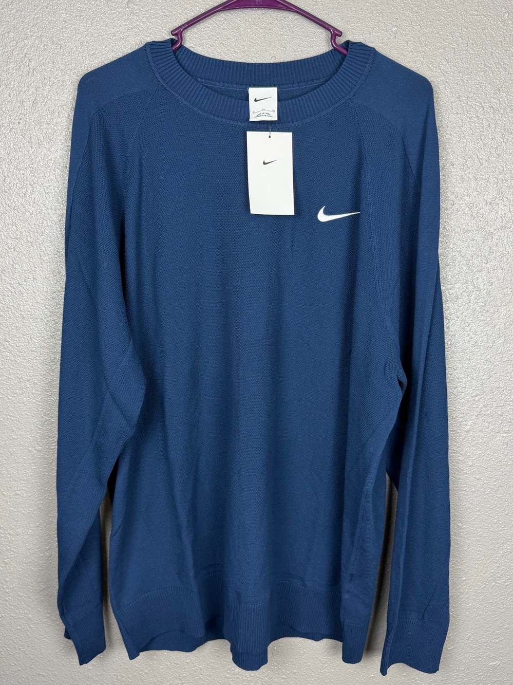 New Nike Tour Men's Golf Sweater, FQ8832-410 XL Navy Blue Long Sleeve